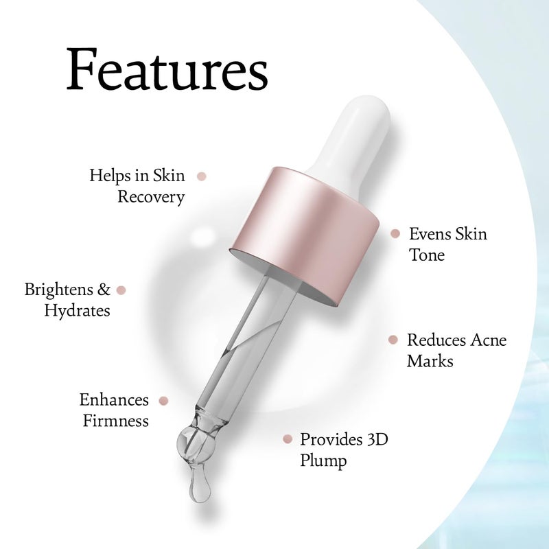 Indulgeo Essentials 5 Molecular Complex Hyaluronic Acid Lightweight Face Serum For Hydration Glowing Skin Fine Lines Ideal For Women Men with Dry Normal Oily Skin 20ml - Image 4