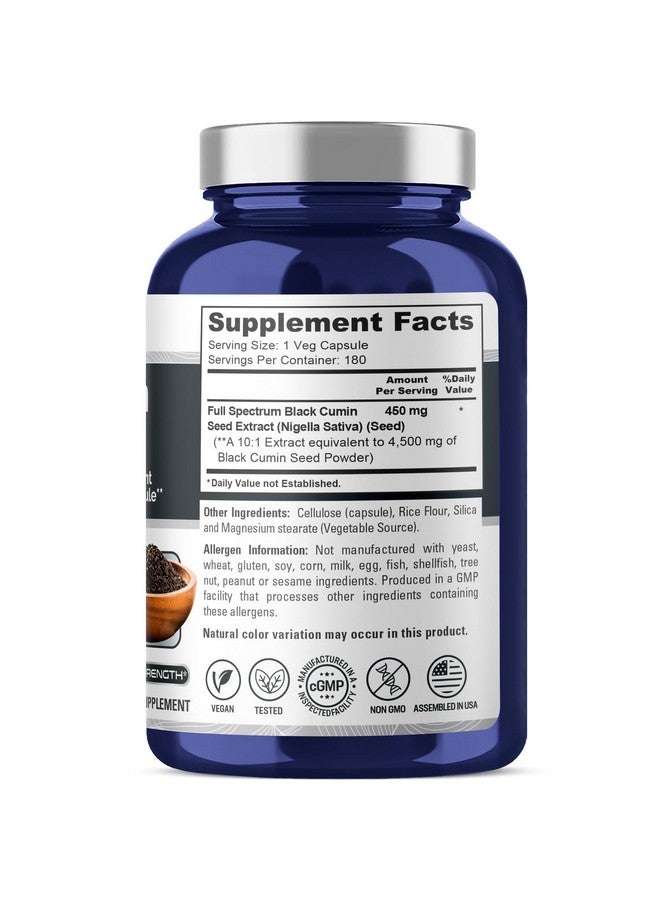 نوسابيور مستخلص بذور حبة البركة السوداء كامل الطيف من نوسابيور 4500 ملجم، 180 كبسولة مسحوق نباتي (نسبة المستخلص 10:1، غير معدّل وراثيًا، نباتي) غير زيتي - Image 2