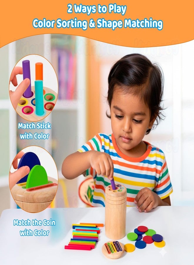 Kidology Montessori Wooden Color Sorting Toy for Toddlers | 2 in 1 Educational Sensory Learning Toy Kids| Preschool Busy Board, Travel Toy for Boys & Girls (3+ Years) - Image 3