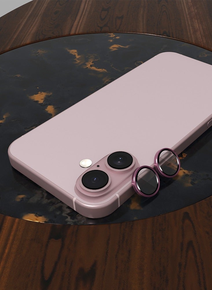 Max & Max Camera Lens Protector for iPhone 16 & 16 Plus – Aluminum Edging, AR Coating, Scratch-Resistant Thin Transparent Glass – Pink" - Image 2