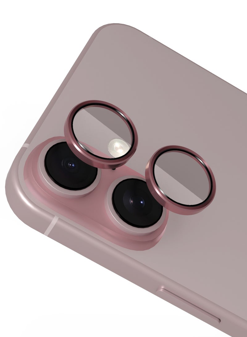 Max & Max Camera Lens Protector for iPhone 16 & 16 Plus – Aluminum Edging, AR Coating, Scratch-Resistant Thin Transparent Glass – Pink" - Image 1