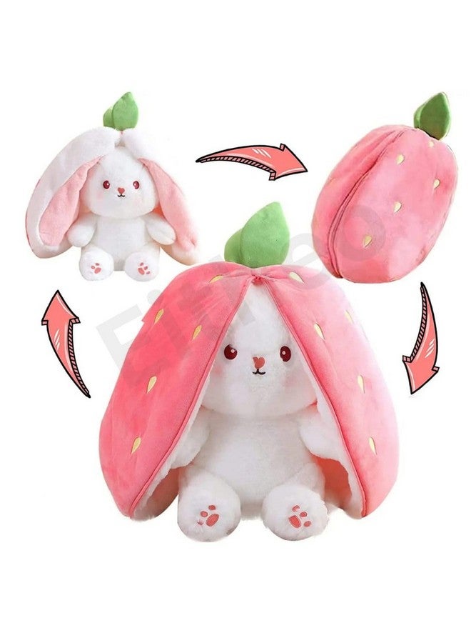 إيثيو لعبة أرنب محشو قابل للعكس من EITHEO - أرنب فراولة ناعم - هدية لطيفة للبنات والأطفال - لعبة أرنب ناعمة متعددة الاستخدامات، وسادة (35 سم) - Image 1