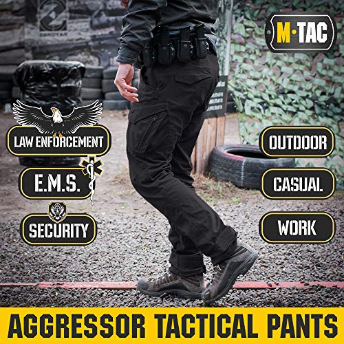 M-Tac Aggressor Flex Tactical Cargo Pants for Men – Durable Rip-Stop Cargo Work Trousers with Reinforced Knees, Stretch Fit and Outdoor Comfort (Black, 30/30) - Image 2
