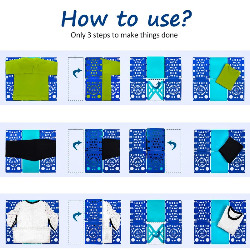 BoxLegend Version 3 Shirt Folding Board t Shirts Clothes Folder Durable Plastic Laundry folders Folding Boards Helper Tool for Adults and Children (Blue & Turquoise) - Image 4