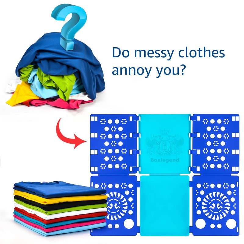 BoxLegend Version 3 Shirt Folding Board t Shirts Clothes Folder Durable Plastic Laundry folders Folding Boards Helper Tool for Adults and Children (Blue & Turquoise) - Image 3