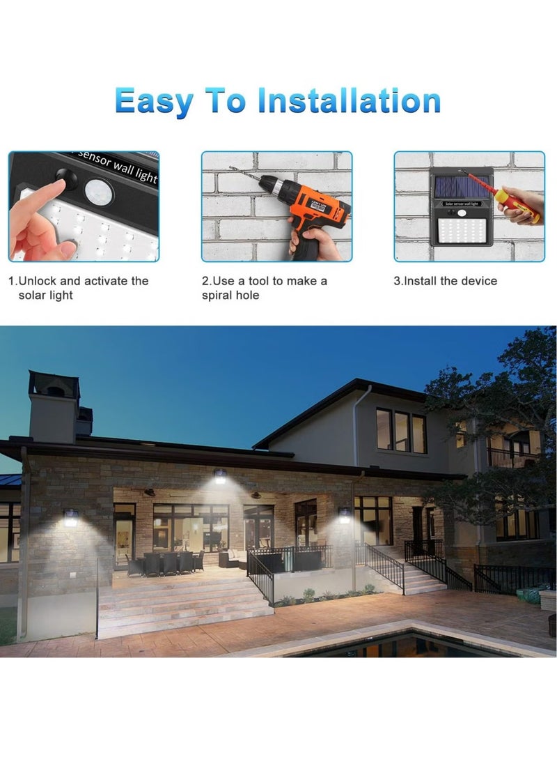 Solar Powered Outdoor Lights [6 Pack] – Wireless Motion Sensor, 42 LEDs, IP65 Waterproof & Dustproof, 3 Adjustable Modes for Garden, Fence, Patio, Garage, Energy Efficient Security Lighting