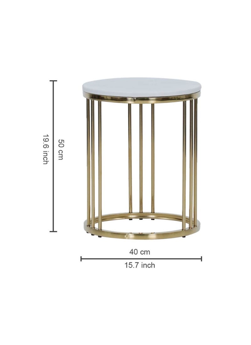 ROYALOAK Royaloak Devon Marble Side Table | Stainless Steel and Paper Marble| Glossy Finish | Multipurpose Table | Durable And Long Lasting | Compact Table | Side Table for Living Room 