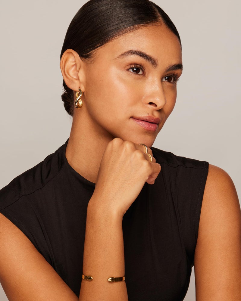 PAVOI Rhodium Plated 925 Sterling Silver Posts Chunky Wavy Hoops for Women | Lightweight Statement Endless Wave Hoop Earrings - Image 4