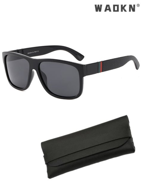 Square Pc Frame Polarized Sunglasses for Mens Womens Retro Mirrored Lens Sun glasses for Driving Fishing UV400 Blocking Protection, Fashion Anti-Glare Sunglasses for Men Driving, Fishing, Traveling
