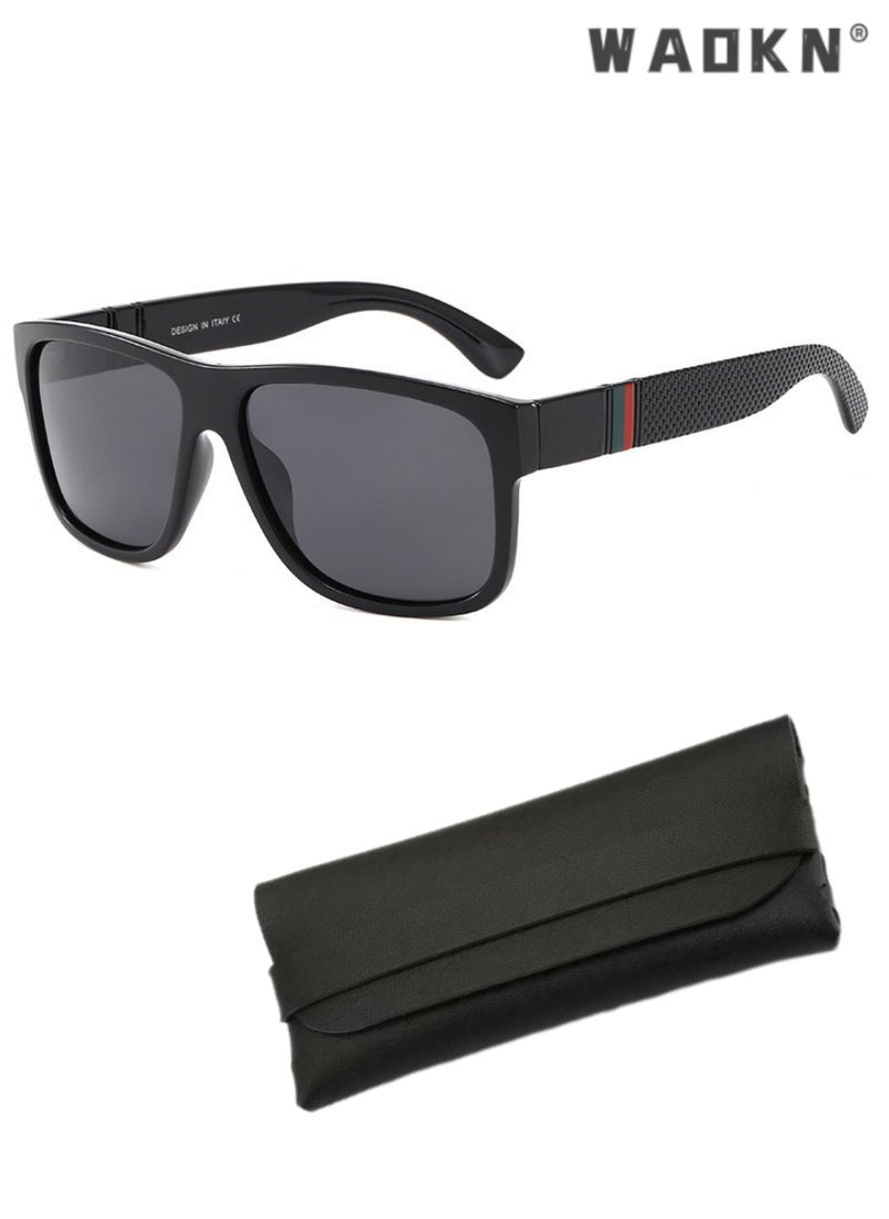 Square Pc Frame Polarized Sunglasses for Mens Womens Retro Mirrored Lens Sun glasses for Driving Fishing UV400 Blocking Protection, Fashion Anti-Glare Sunglasses for Men Driving, Fishing, Traveling