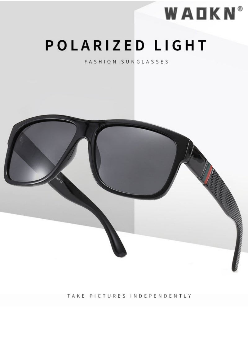 Square Pc Frame Polarized Sunglasses for Mens Womens Retro Mirrored Lens Sun glasses for Driving Fishing UV400 Blocking Protection, Fashion Anti-Glare Sunglasses for Men Driving, Fishing, Traveling