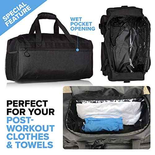 Fitdom 20" 32L Tactical Black Gym Duffle Bag with Shoe Compartment. Best Workout Bag For Men & Women. Black Gym Bag is Great For Basketball, Soccer & Other Sports As Well As Weekender & Overnight Bag - Image 5