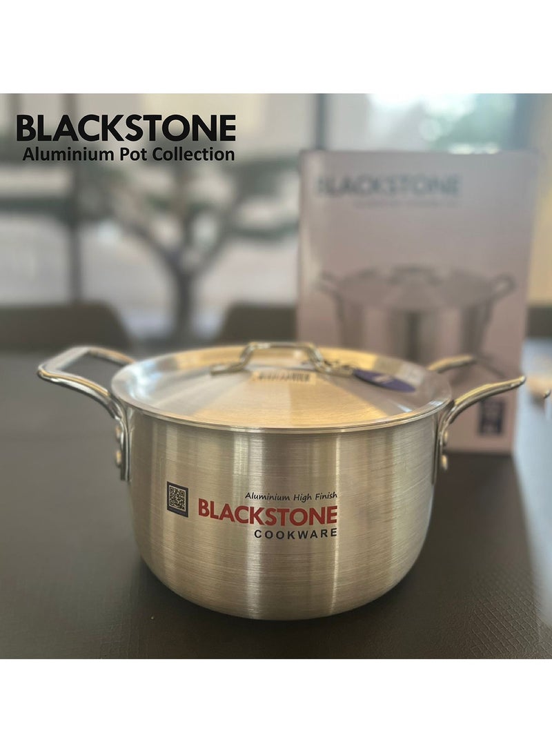 BLACKSTONE وعاء طهي من الألمنيوم الفضي 33 سم سعة 12.5 لتر مع مقبض وغطاء لوجبات العائلة الكبيرة، وعاء طهي ثقيل للغلي والطهي على نار هادئة - Image 2