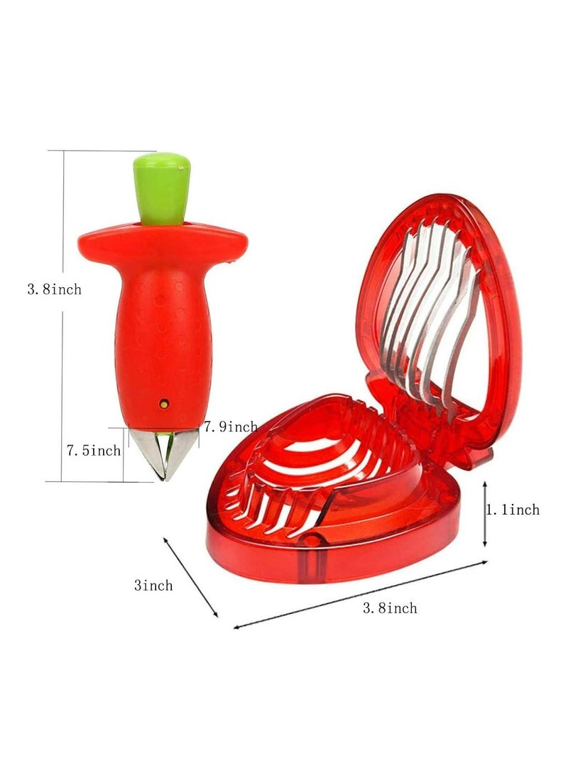 Oasisgalore - Strawberry Huller Stem Remover and Slicer Set,Kitchen Peeler Tools - Image 1
