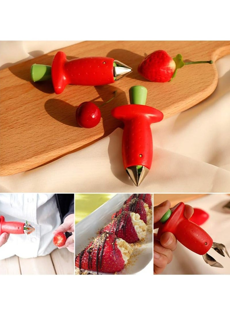 Oasisgalore - Strawberry Huller Stem Remover and Slicer Set,Kitchen Peeler Tools - Image 1