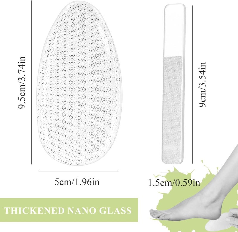 TORMEN Glass Foot File, 2 PCS Glass Nail File and Foot Rasp, Glass Nail File,Dead Skin Exfoliator with Nano Micro-Abrasive Particles, Hard Skin Remover for Wet and Dry Foot Care,Nail Care - Image 2