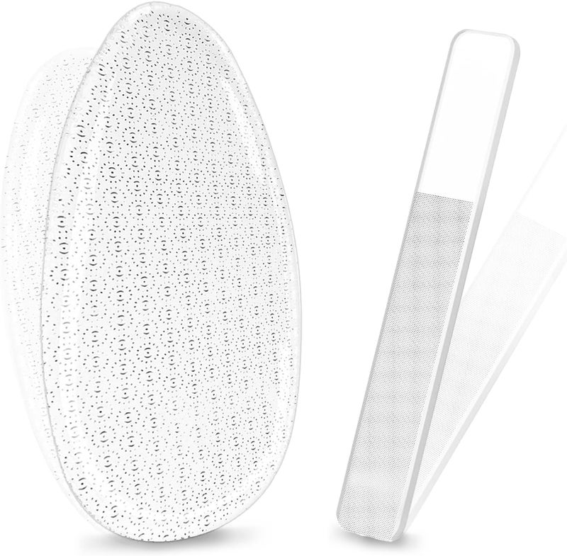 TORMEN Glass Foot File, 2 PCS Glass Nail File and Foot Rasp, Glass Nail File,Dead Skin Exfoliator with Nano Micro-Abrasive Particles, Hard Skin Remover for Wet and Dry Foot Care,Nail Care - Image 1