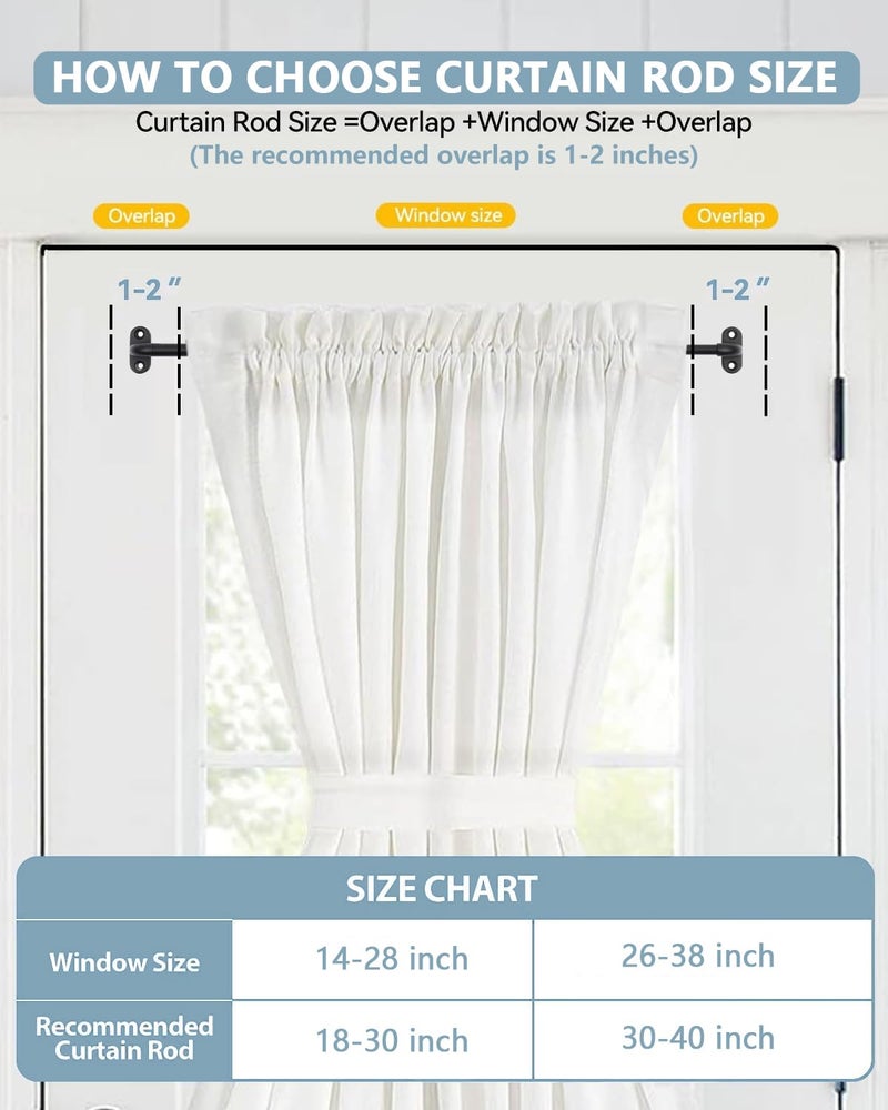 TYRON TYRON TYRON 1 Pack Screwed Sash Curtain Rod Adjustable 18-30 Inch, 3/8 In. Diameter, French Door Curtain Rods, Cafe Window Rod (White) - Image 4