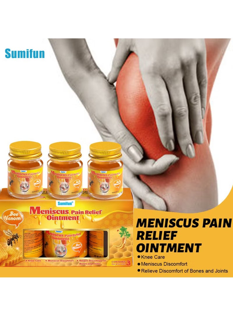 Sumifun مرهم تخفيف آلام الغضروف 3 قطع كريم تخفيف آلام المفاصل عناية بالركبة بلسم سم النحل لعلاج المفاصل جل كريم تخفيف آلام سم النحل 3x15 جرام - Image 2