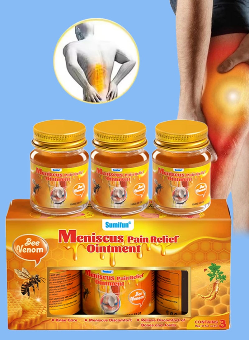 Sumifun مرهم تخفيف آلام الغضروف 3 قطع كريم تخفيف آلام المفاصل عناية بالركبة بلسم سم النحل لعلاج المفاصل جل كريم تخفيف آلام سم النحل 3x15 جرام - Image 1