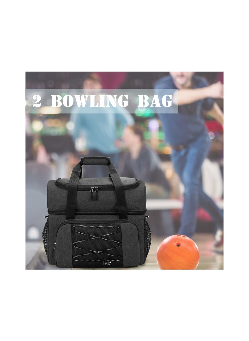 SYOSI - Two Ball Bowling Kit Bag, Professional Bowling Ball and Shoe Tote Spacious Bowling Gear Tote Double Ball Carrier with Padded Divider  Up to Mens 16 and Extra Essentials (Patent Design), Bag Only - Image 1