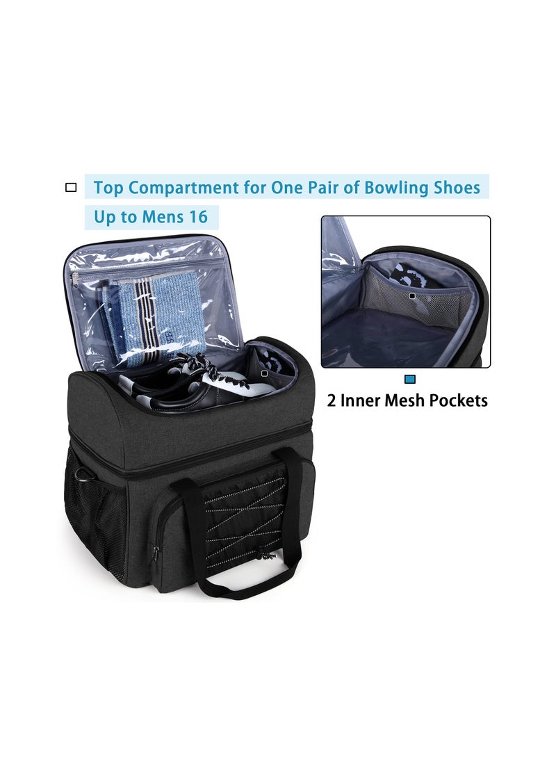 SYOSI - Two Ball Bowling Kit Bag, Professional Bowling Ball and Shoe Tote Spacious Bowling Gear Tote Double Ball Carrier with Padded Divider  Up to Mens 16 and Extra Essentials (Patent Design), Bag Only - Image 1