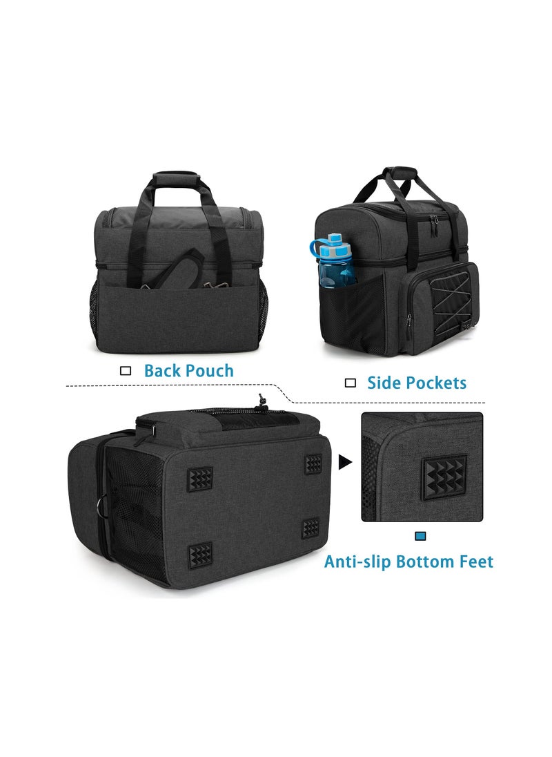 SYOSI - Two Ball Bowling Kit Bag, Professional Bowling Ball and Shoe Tote Spacious Bowling Gear Tote Double Ball Carrier with Padded Divider  Up to Mens 16 and Extra Essentials (Patent Design), Bag Only - Image 1