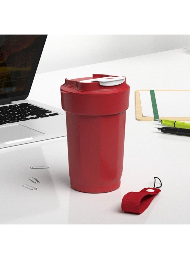 Castleite BrewCruise Travel Coffee Mug 6 & 8 Hours Hot & Cold 450ML Vacuum Insulated Stainless Steel Double Walled Sipper with Spill-Proof Flip Lid Design - Vogue Portable Companion (Towny Red) - Image 1