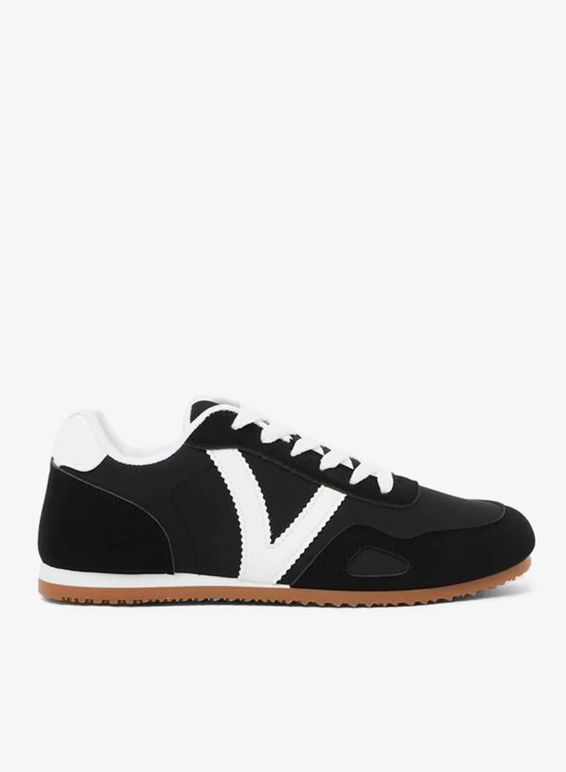 Styli Black Retro Lace-Up Sneakers