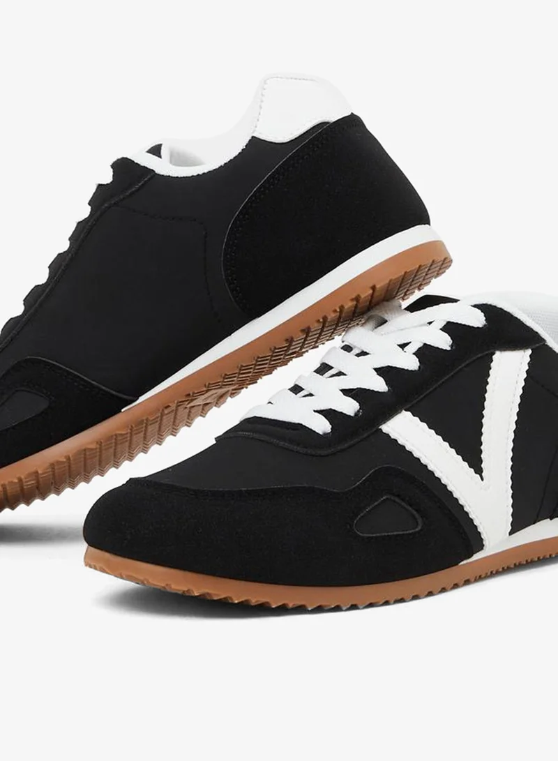 Styli Black Retro Lace-Up Sneakers