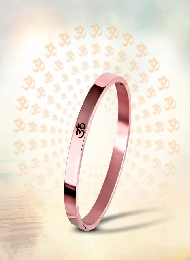 MEENAZ Bracelet for Men Stainless Steel | Aum Om Kada for men Bracelets | Bracelet for Boys Rose Gold,Kada | Waterproof, Anti-tarnish Bracelet golden, Rust-free, Skin friendly | 8 mm Bracelets for Men - Image 2