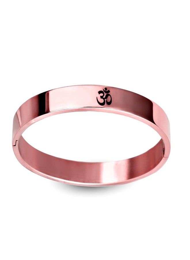 MEENAZ Bracelet for Men Stainless Steel | Aum Om Kada for men Bracelets | Bracelet for Boys Rose Gold,Kada | Waterproof, Anti-tarnish Bracelet golden, Rust-free, Skin friendly | 8 mm Bracelets for Men - Image 1