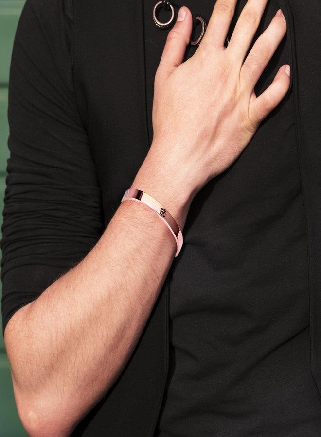 MEENAZ Bracelet for Men Stainless Steel | Aum Om Kada for men Bracelets | Bracelet for Boys Rose Gold,Kada | Waterproof, Anti-tarnish Bracelet golden, Rust-free, Skin friendly | 8 mm Bracelets for Men - Image 5
