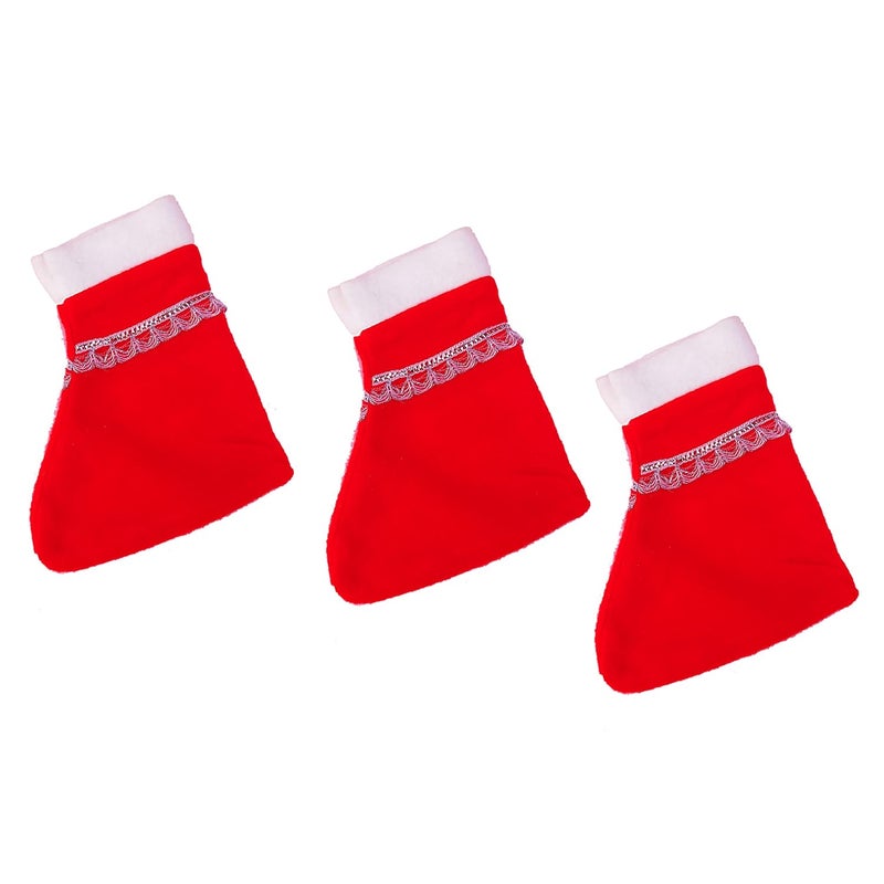 Forty Wings Forty Wings Set of 3 Red Santa Claus Socks Stocking 7 Tree Hanging Ornaments Baubles Pendent Christmas Xams Decoration and Christmas Craft