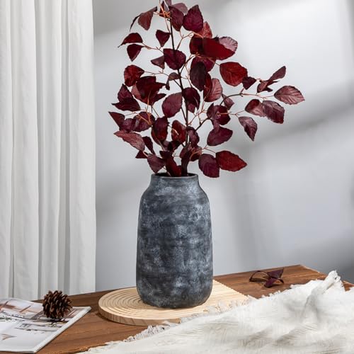 Briful Ceramic Flowers Vase Home Decor, Kitchen Dining Farmhouse Table Vases, Rustic Vintage Living Room Bathroom Bedroom Decorations for Office Coffee Desk Fireplace Shelf Mantel (11” Tall) - Image 4