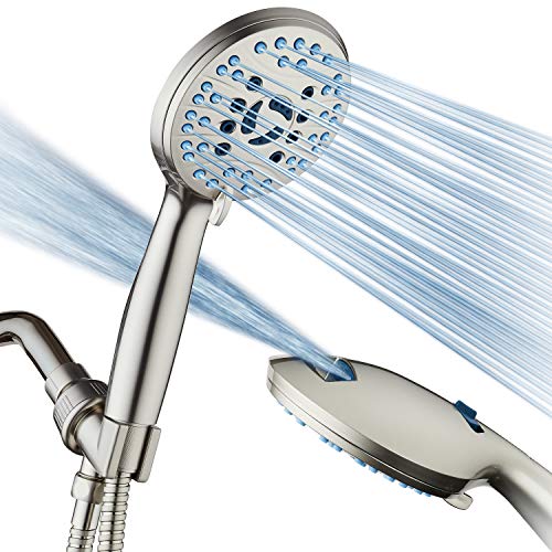 Hotel Spa AquaCare High Pressure 8-mode Handheld Shower Head, Anti-clog Nozzles, Built-in Power Wash to Clean Tub, Tile & Pets, Extra Long 6 ft. Stainless Steel Hose, Wall & Overhead Brackets - Image 1