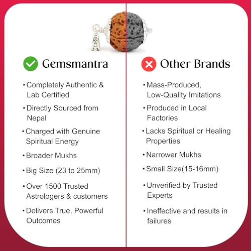 GEMSMANTRA 4 Mukhi Rudraksha with Silver Pendant 92.5 Purity with Sterling silver |Medium Size| Original Nepali | Natural and Lab Certified | Helps to Improve Wisdom and Spiritual Growth | Helps in Self-Expressing for Men & Women - Image 5