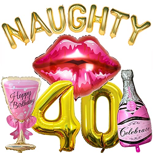 Atpata Funky Naughty 40 Foil Balloons Combo for 40th Birthday Party Themes & Decorations (Female) - Image 1
