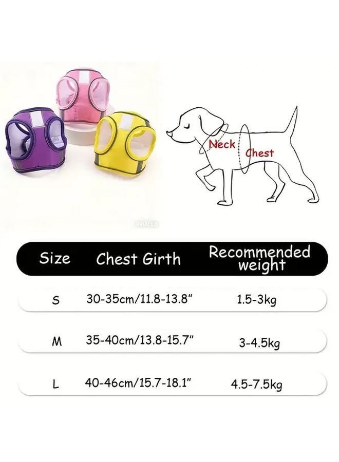 Purple Reflective Dog Harness And Leash Set Escape Proof Soft Breathable Removable ID Tag - Image 2