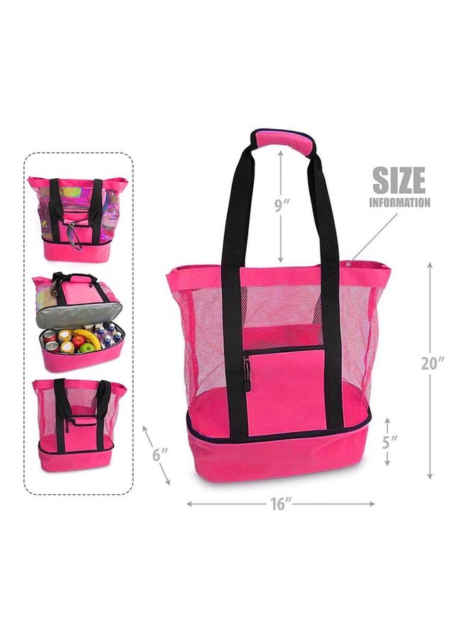 Mesh Beach Picnic Bag With Insulated Cooler Compartment - Image 2