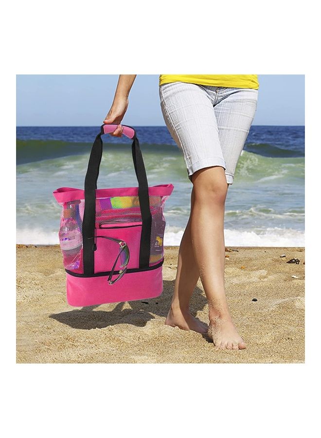 Mesh Beach Picnic Bag With Insulated Cooler Compartment - Image 1