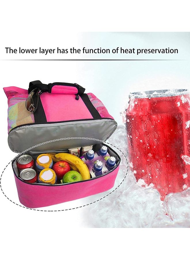 Mesh Beach Picnic Bag With Insulated Cooler Compartment - Image 5