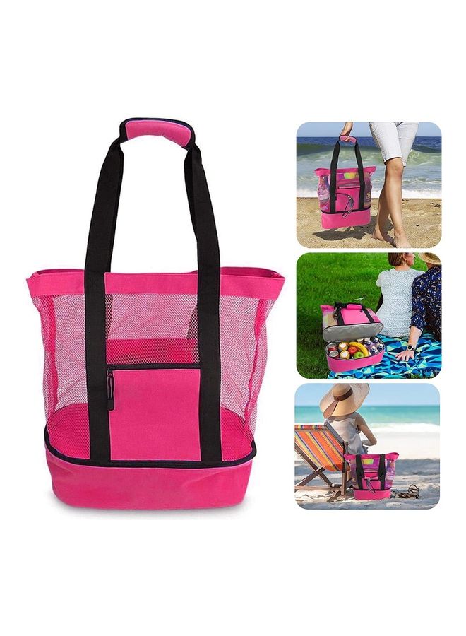 Mesh Beach Picnic Bag With Insulated Cooler Compartment - Image 3