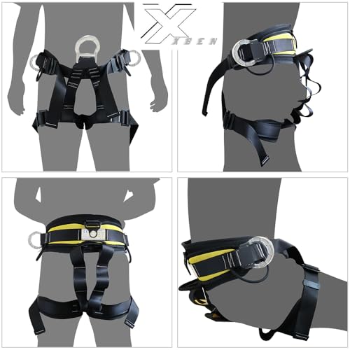 X XBEN Thicken Climbing Harness, Protect Waist Safety Harness Gear, Wider Half Body Harness for Roofing Fire Rescuing Rock Climbing Rappelling Tree Climb - Image 2