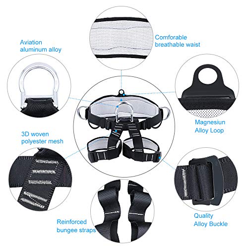 X XBEN Thicken Climbing Harness, Protect Waist Safety Harness Gear, Wider Half Body Harness for Roofing Fire Rescuing Rock Climbing Rappelling Tree Climb - Image 4