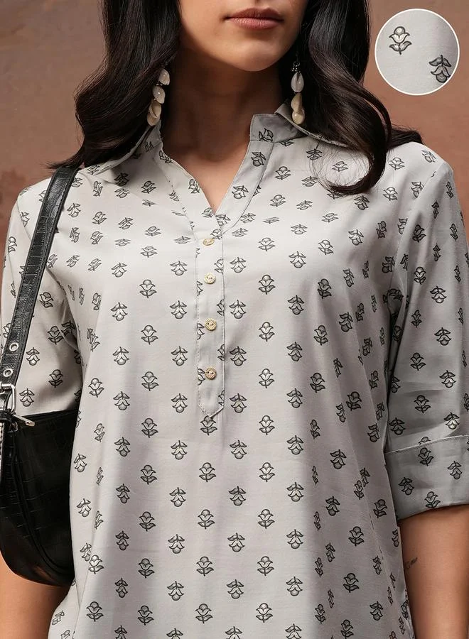 Vishudh All-Over Print Collared Tunic and Palazzo Pants Set by Styli