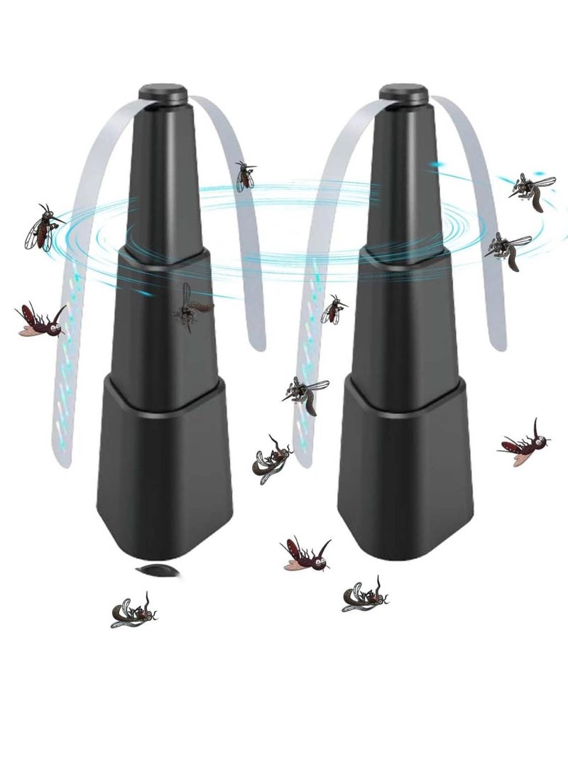 Scrolls Fly Repellent Fans, Repellent Outdoor Indoor Keep Flies Away, Table Top Fan Fly Spinner with Holographic Blades for Picnic Patio Home, 24.98 x 8.38 cm, Pack of 2 - Image 1