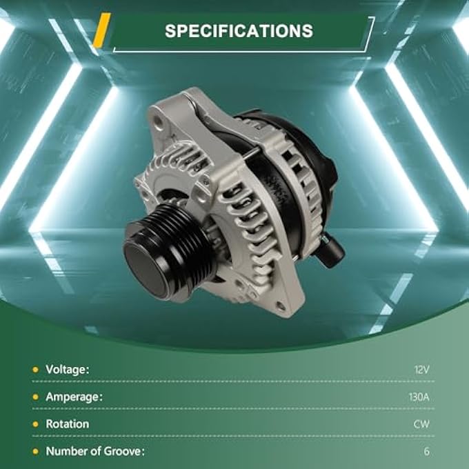 VectraCool 11573N Alternator Compatible with Honda Odyssey 3.5L 2011-2013,Pilot 3.5L 2012-2015,Ridgeline 3.5L2012-2014 Replacement#31100-RV0-A01 31100RV0A01RM 400-52429R 9764219-124 104210-1240 11573 11573A - Image 2