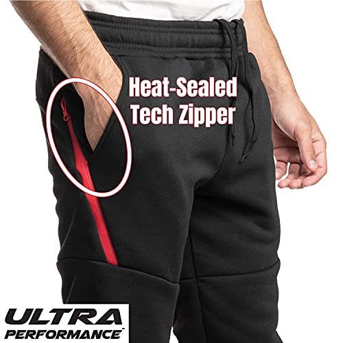 Ultra Performance سروال رياضي فليس بتقنية عالية الأداء 3 عبوات للرجال، بنطلونات رياضية للرجال مع جيوب بسحاب باللون الأسود - Image 4