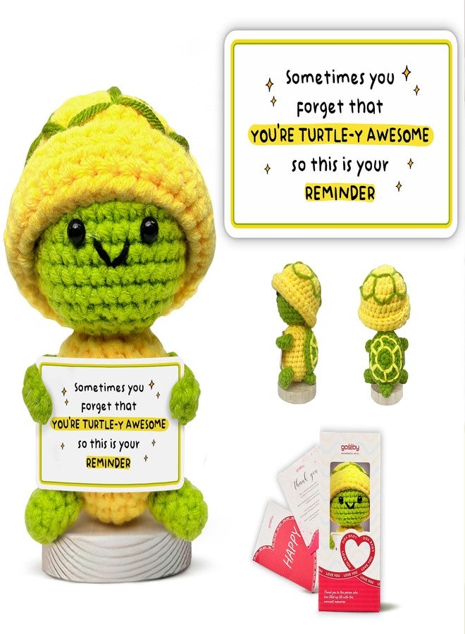 Gossby Handmade Positive Turtle Crochet with Card - Emotional Gift for Women, Men (You Forget You’re Turtle-y Awesome) - Image 1